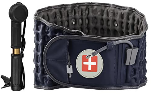 tempsnug Ceinture lombaire gonflable de décompression pour le bas du dos pour soulager les douleurs lombaires – Dispositif de traction lombaire avec pompe à main, taille unique pour tour de 29-49