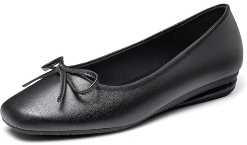 Greatonu Ballerinas Damen Elegant Klassische Ballerinas mit Schleife Bequeme Flache Schuhe Für Damen Slip On Ballerina Schuhe Damen Schwarz 40