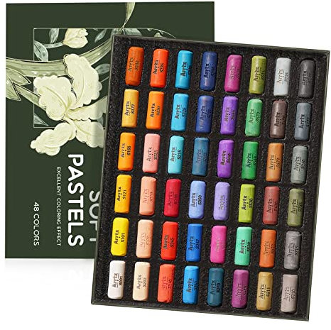 Arrtx Weiche Pastellkreide, 48 Farben Soft Pastels Chalk, Kreide-Pastellkreide, weich und hohe Haftung, für Künstleranfänger, Kunstkreation, Hintergründe für Erwachsene, Malmedien, Basteln