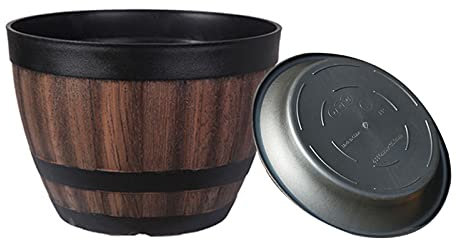 Aoguaro Petits pots de fleurs en bois imitation bois rustique classique – Aspect demi-tonneau en plastique – Pour la maison, l'extérieur, le jardin, la cour, la terrasse