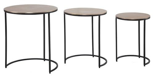 FineBuy Couchtisch 3er Set Rund Aluminium Gold, Satztisch