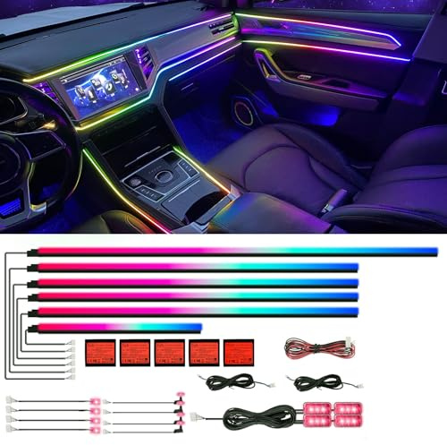Illuminazione interna HMYC 18 in 1 LED 128 strisce colorate a fibra acrilica atmosfera decorativa ritmo di sincronizzazione musicale controllo app