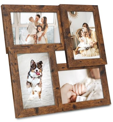 Samdola Collage Bilderrahmen 10x15 cm Mehrfachbilderrahmen für 4 Fotos für Wandmontage & Tischdisplay