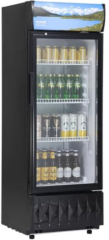 VEVOR Frigorifero per Bevande Commerciale 195L Vetrina Frigo Temperatura 0-10℃ Armadietto per Bevande Refrigerato 3 Ripiani Regolabili Scatola Luminosa Personalizzabile per Negozio Supermercato Bar
