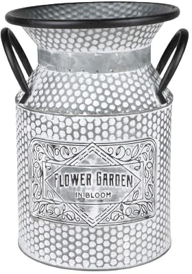 SUNNYDAYS GARDEN & METAL BLOOM POT A LAIT EN METAL AVEC POIGNEES D18CMXH26CM