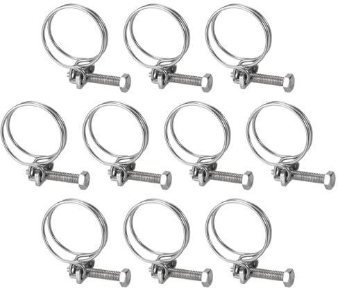 sourcing map Lot de 10 colliers de serrage à double fil, 28–32 mm réglables en acier inoxydable avec boulon M6 pour tuyau de collecte de poussière, tuyau de pompe
