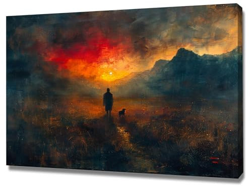 AMXBZC Christus Wanddekoration Jesus, Landschaft Leinwand Poster Und Drucke Wandkunst Bilder Gemälde Für Wohnzimmer Heimtextilien - 70x110cm(28x43in) Gerahmt
