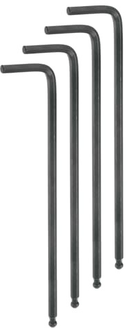 QUARKZMAN 4Pcs Llave Hexagonal de Cabeza Esférica de 4mm en Forma de L con Brazo Largo Extra, Llaves Hexagonales Métricas de Acero de Cromo Vanadio, Color Negro