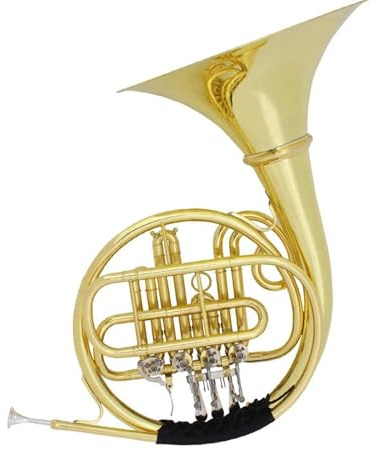 Waldhorn-Set 4 Tasten vergoldetes Waldhorn F/Bb geteiltes Doppelwaldhorn Messing-Musikinstrument mit Koffer-Mundstückteilen