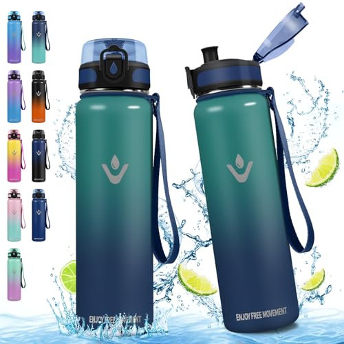Vikaster Trinkflasche Thermosflasche, 1000ml BPA-Frei, Auslaufsicher, Thermoskanne, 18/8 Edelstahl, Thermosflasche für Erwachsene, Sport, Fahrrad, Reisen, Fitness