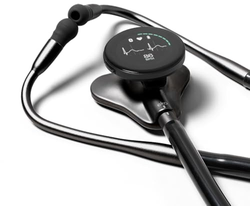 Eko CORE 500™ Digital Stethoscope — 40x Amplification, Active Noise Cancellation, 3-Lead ECG, FDA-Cleared AI with Eko+, Full-Color Display, Reimbursement Eligible — Matte Black, COR503-BLK