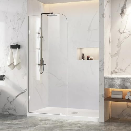 Frameless Shower Door 34 W ×74 H,(8mm) Thick Clear Tempered Glass Panel
