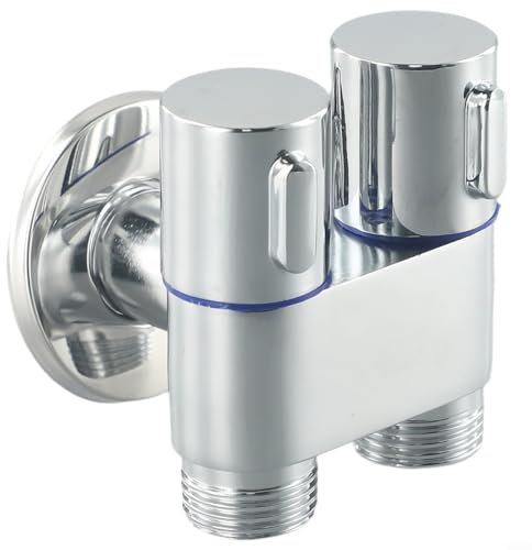 Valvola di controllo doppia G1/2 1-In-2-Out, doppio rubinetto di controllo a doppia maniglia per bagno bidet e doccia, rubinetti lavatrice rubinetto a parete