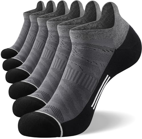 FITRELL 6 Pairs Mens Ankle Socks Breathable Womens Running Socks | Cushioned Trainer Socks Sports Socks Hiking Walking Cycling with Arch Support