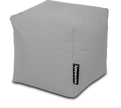 extroitaly Pouf Poggiapiedi STEP, Puff Poggiapiedi Divano quadrato, Imbottito in Tessuto Tecnico Resistente e Antistrappo, Comodo e Impermeabile, Made in Italy (Grigio)