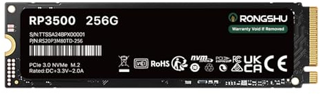 RONGSHU 256GB NVMe SSD M.2 PCIe Gen 3×4, 3.000 MB/s Lesen, 1500MB/s Schreiben, M.2 2280 Internes Soild State Drive, SLC Cache 3D NAND TLC Kompatibel mit Laptop und PC Desktops (RP3500)