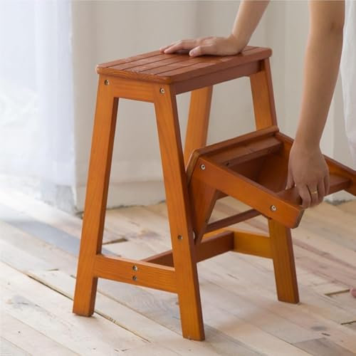 XCHSXYL Marchepied Pliant en Bois avec 2 marches, léger et Portable, pour Une Utilisation en intérieur et en extérieur, pour la Maison, la Cuisine, Le loft, Le Camping, capacité de 150 kg