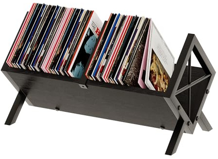 MIN WIN Schallplatten Aufbewahrung, Schallplatten Regal Aufbewahrung für bis zu 80 LPs, Bücherregal Klein, Schreibtisch Regal für Bücher und Magazine