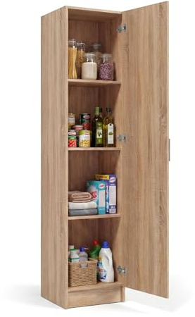 duehome | Armario Multiusos, 1 Puerta, Columna, Modelo Multi Useful, Acabado en Color Roble Canadian, Medidas: 37 cm (Ancho) x 180 cm (Alto) x 37 cm (Fondo)