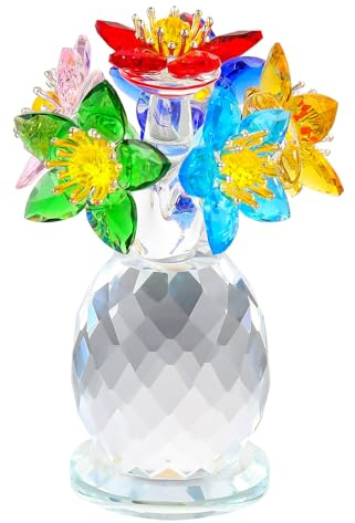 Arikyrist Multi-colour Crystal Bouquet Figurine Ornaments Gifts for Women | Collectible Keepsake for Girls Girlfriend, Floral Ornaments Gifts for Daughter Tabletop Centerpieces Home Decor