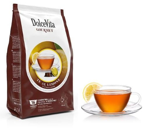 80 Capsule Compatibili con Lavazza A Modo Mio TE' AL LIMONE Marchio Dolce Vita - Prodotto Senza Glutine - Senza Lattosio - Senza Caffeina - Vegano -