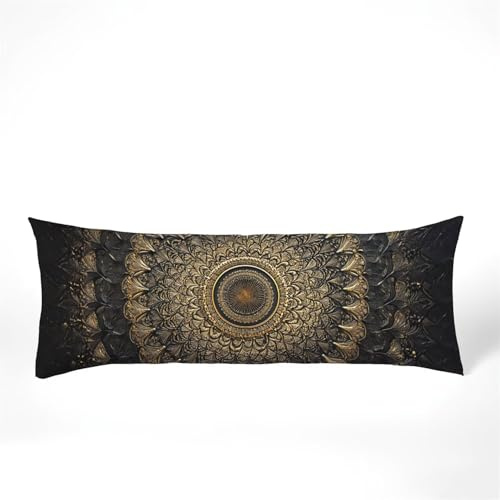 Seitenschläferkissen Bezug 40 x 145, Schwarz Kissenbezug 40x145 kissen seitenschläfer Mandala Muster Samt Verbessern Sie Schlafqualität Pillow Case, Doppelseitig Drucken für Sofa Schlafzimmer, Model67