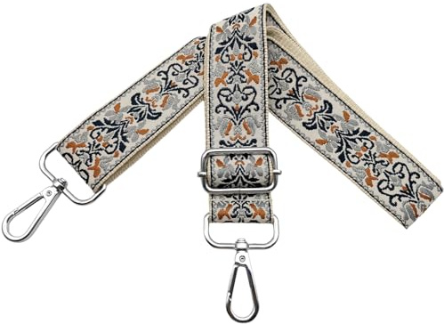 Schultergurt für Taschen Taschengurte zum Wechseln Handtaschengurte Taschenband Breit 3.8 cm mit Silber Karabiner Schulterriemen für Damen, Handtasche, Umhängetasche, Grau/Braun, Y02