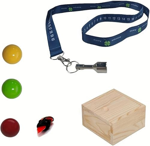 Journdream Magnetic Petanque Ball Pickup Set, Boccia Spiel Zubehör | mit 3 Holz Boule Cochonnets Messlatte und HolzkastenBlue Magnet Aufheber mit Kordel,Petanque Freundschaft