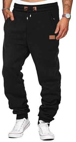 TARAINYA Joggingbyxor herr dragkedja sweatpants joggingbyxor joggingbyxor träningsbyxor med fickor, svart, 5XL