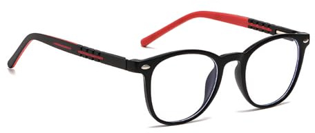 nilic Blue Light Glasses Kids, Practical Kids Glasses with Lightweight and Comfortable, Kid Blue Light Glasses for Taking Online Classes, Watching TV, Looking at Your Phone, Playing Games (Black+Red)