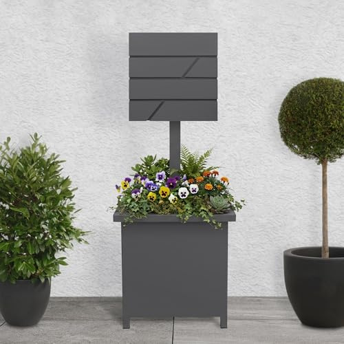 ML-Design stående brevlåda antracit med planteringslåda tidningsfack låsbar 2 nycklar väderbeständig stål brevlådestativ för hus trädgård entré modern hållbar elegant stilren