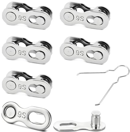 Kettenschloss Fahrradkette für Shimano Kette 9 fach - 9-Speed Chain Lock für Shimano, Kettenglieder Fahrrad, Fahrradkette Schloss, Kettenstift Kettenverschluss 9 Fach, Fahrradkettenschlossglied 6 Paar