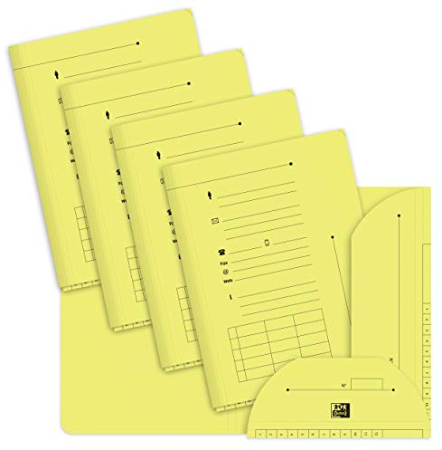 OXFORD Lot de 25 Sous‐Dossiers A4 Capacité 200Feuilles Carte Kraft Epaisseur 240g Jaune Pastel