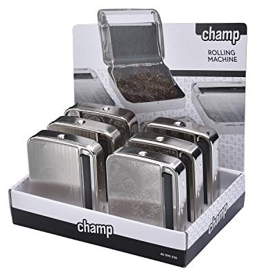 CHAMP - Zigarettenrollbox - Metallausführung - Tabakrollmaschine - Rollmaschine - Schlauchmaschine - Tabakdose - Zigarettenpapier 7,8 cm