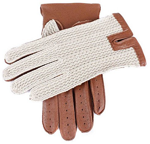 Dents Cognac Cotton Crochet Zurück Fahrhandschuh- mittelgroß