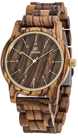 LeeEv Holzuhren Uwood Serie 40mm Unisex Natürliche Handarbeit Holz Uhr mit Geschenkbox & Band verstellbar
