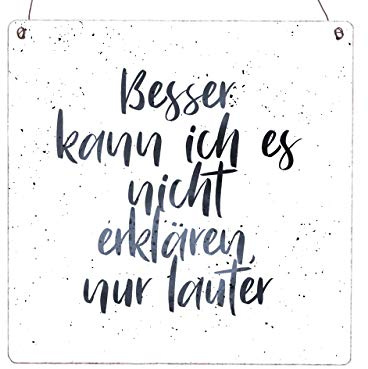 Interluxe XL Holzschild Vintage Shabby Besser KANN ICH ES Nicht ERKLÄREN NUR LAUTER Lernen Vortrag