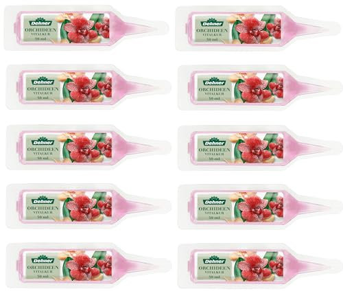 Dehner Orchideen Vitalkur, Spezialdünger, hochwertiger Flüssigdünger, NPK-Dünger für Orchideen, mit Spurennährstoffen, 10 Stück, je 30 ml