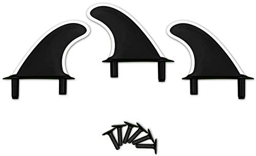 iBOARD Soft Top - Aletas de espuma para tabla de surf, 3 aletas + 6 pernos, lado blanco y negro