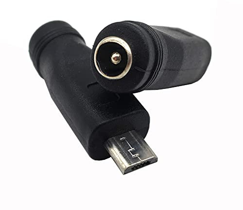 Traodin - Adattatore di alimentazione USB a DC, connettore micro USB maschio a DC 5,5 x 2,1 mm femmina 5 V per PC portatile (2 pezzi) (micro USB M/5,5 x 2,1 F)