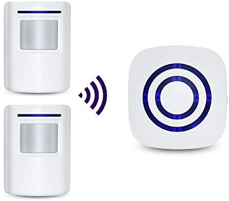 Alarma de Seguridad, HommyFine Inalámbrico Timbre de Alarma para la Puerta con Sensor de Movimiento PIR Infrarrojo Detector de Timbre del Sensor