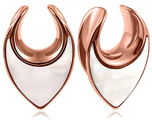 Vankula Ohr Flesh Tunnel Saddles Plug Muschel Edelstahl für Gestreckte Expander Ohrpiercing 12mm(1/2) Roségold