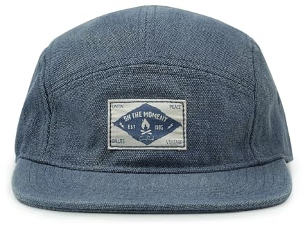 CLAPE Original 5 Panel Cap Herren Damen Flat Brim Trucker Snapback Caps Washed Cotton Baseball Cap Classic Jockey Cap Outdoor Sport Cappy Blue 5P02