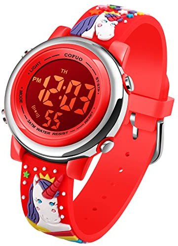 Kids Digital Sport Waterproof Wrist Watches for Girls Boys, Kid Sports Outdoor LED Electrical Watches with Luminous Alarm Stopwatch Child Wristwatch - Unicorn