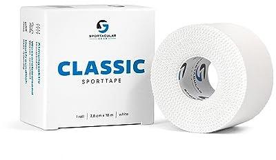 Sportacular Gear Sporttape Classic 3,8cm x 10m | versch. Farben und Mengen | starres, nicht elastisches Tape | wasserabweisend, hautfreundlich, Baumwolle (1 Rolle, weiß)