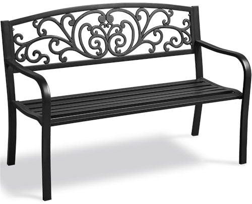Yaheetech Banco de Jardín de 2-3 Plazas, 180kg de Capacidad Negro