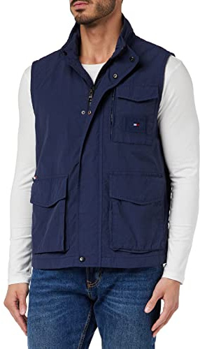 Tommy Hilfiger Hombre Chaleco Sail Vest Sin Mangas, Azul (Desert Sky), M