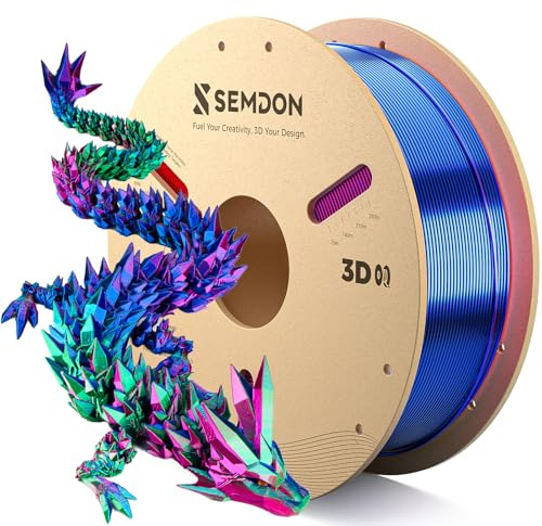 PLA Filament 1.75mm, Tri-Colors Gradient Rainbow Silk PLA Filament ±0.02mm - Metal 3D Printer Filament for Ender 3 V2, 3D Printer, Lithophane,1KG Spool(2.2lbs), Red/Blue/Green