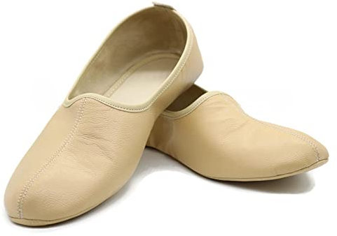 Akdam Women's Indoor Leather Slippers Cream Traditional Babouche House Shoes Moccasin (us_footwear_size_system, adult, women, numeric, medium, numeric_6)