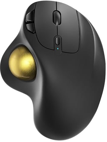 Wireless Trackball Mouse, Rechargeable Ergonomic Mouse, Easy Thumb Control, Precise & Smooth Tracking, 3 Device Connection (Bluetooth or USB), Compatible for PC, Laptop, iPad, Mac, Windows, Android